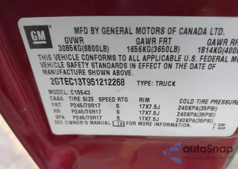 2005 GMC Sierra 1500 Sle z USA, uszkodzony, nr VIN 2GTEC13T951212268